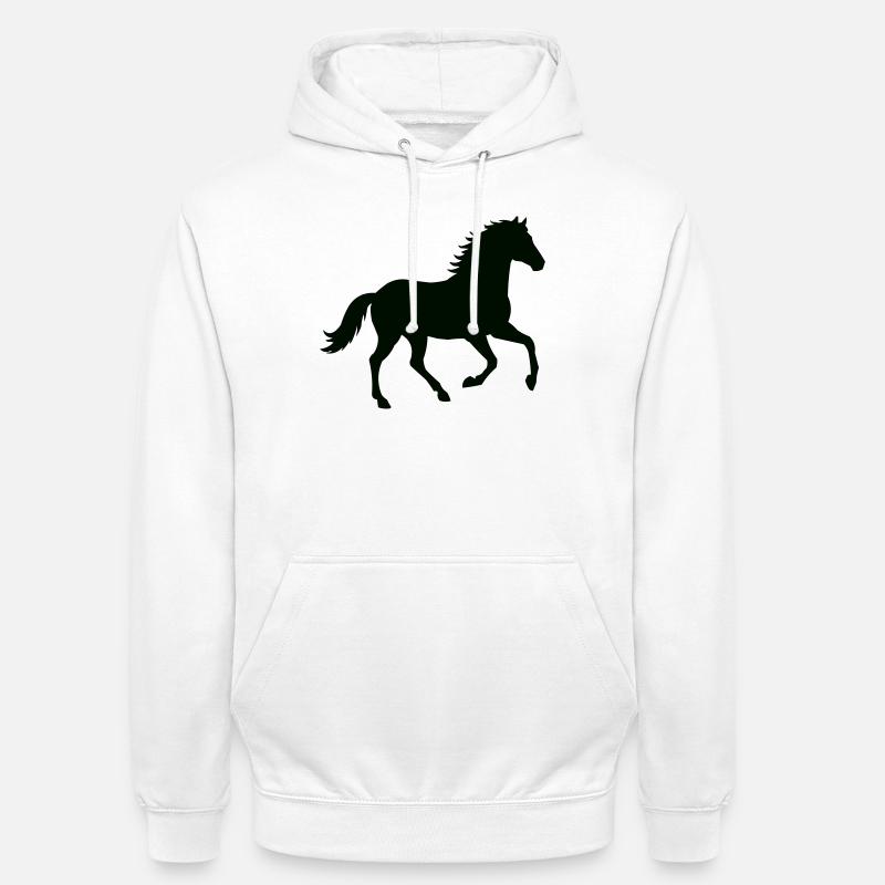 Silhouette de cheval au galop - Sweat-shirt à capuche unisexe - blanc