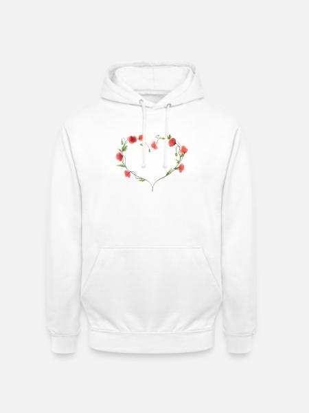 Poppy Heart - Unisex Hoodie - white