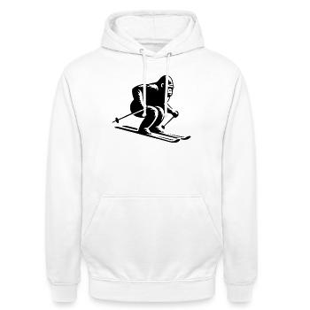 Affe Gorilla Schimpanse Ski Silhouette Design - Unisex Hoodie - Weiß - Vorne - AI Model Male 185 dark (185cm) & AI Model Female 172 dark (172cm)