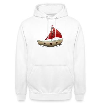 Boot - Unisex Hoodie - Weiß - Vorne - AI Model Male 185 dark (185cm) & AI Model Female 172 dark (172cm)
