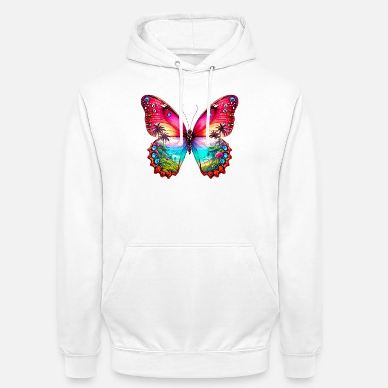 Papillon - Sweat-shirt à capuche unisexe - blanc