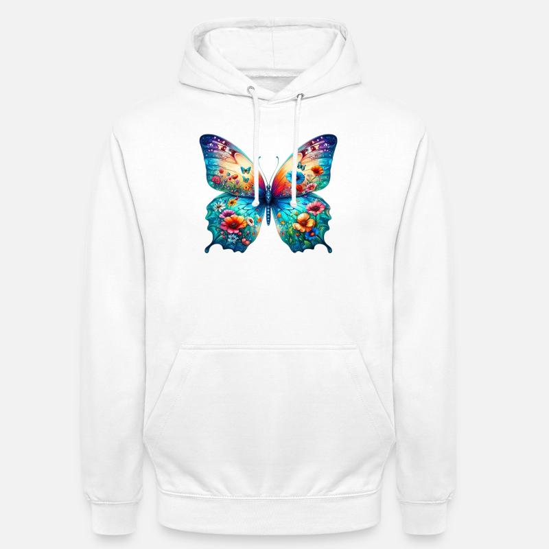 Papillon - Sweat-shirt à capuche unisexe - blanc