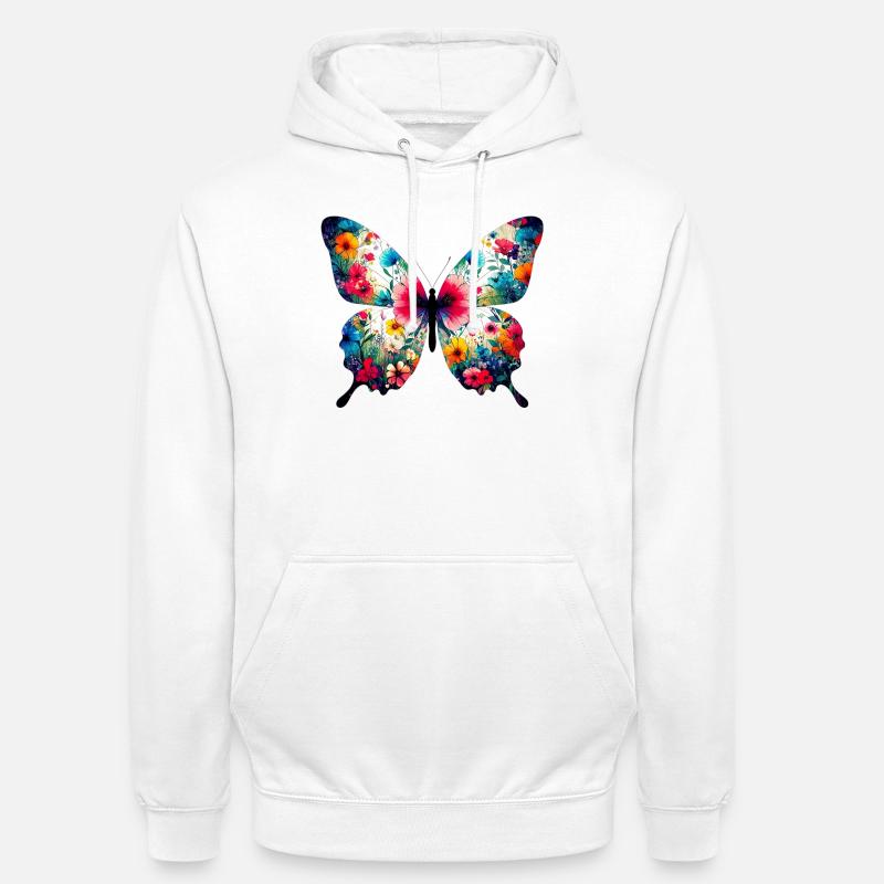 Papillon - Sweat-shirt à capuche unisexe - blanc