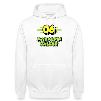 Complaining Maralpin - Unisex Hoodie - white - Front - AI Model Male 185 dark (185cm) & AI Model Female 172 dark (172cm)