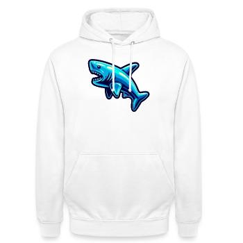 Hai - Unisex Hoodie - Weiß - Vorne - AI Model Male 185 dark (185cm) & AI Model Female 172 dark (172cm)