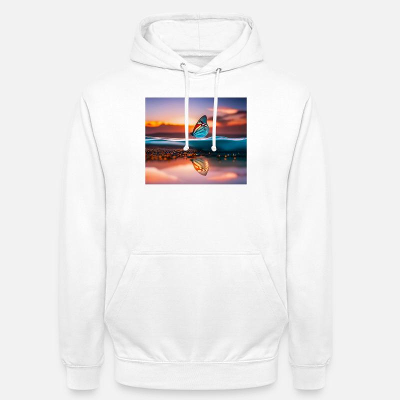 Papillon coloré au coucher du soleil - Sweat-shirt à capuche unisexe - blanc