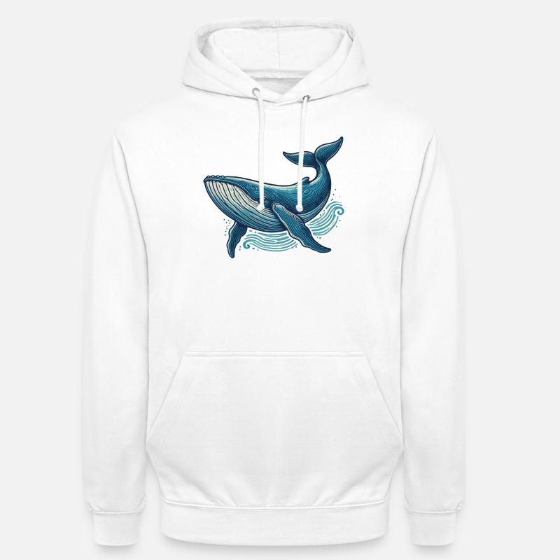 Baleine bleue - Sweat-shirt à capuche unisexe - blanc