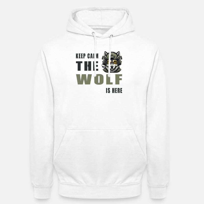 Keep Calm Wolf Is Here - Unisex Hoodie - white