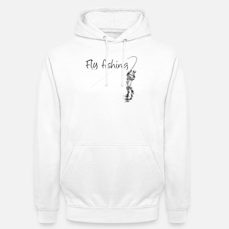 Pêche à la mouche - Sweat-shirt à capuche unisexe - blanc