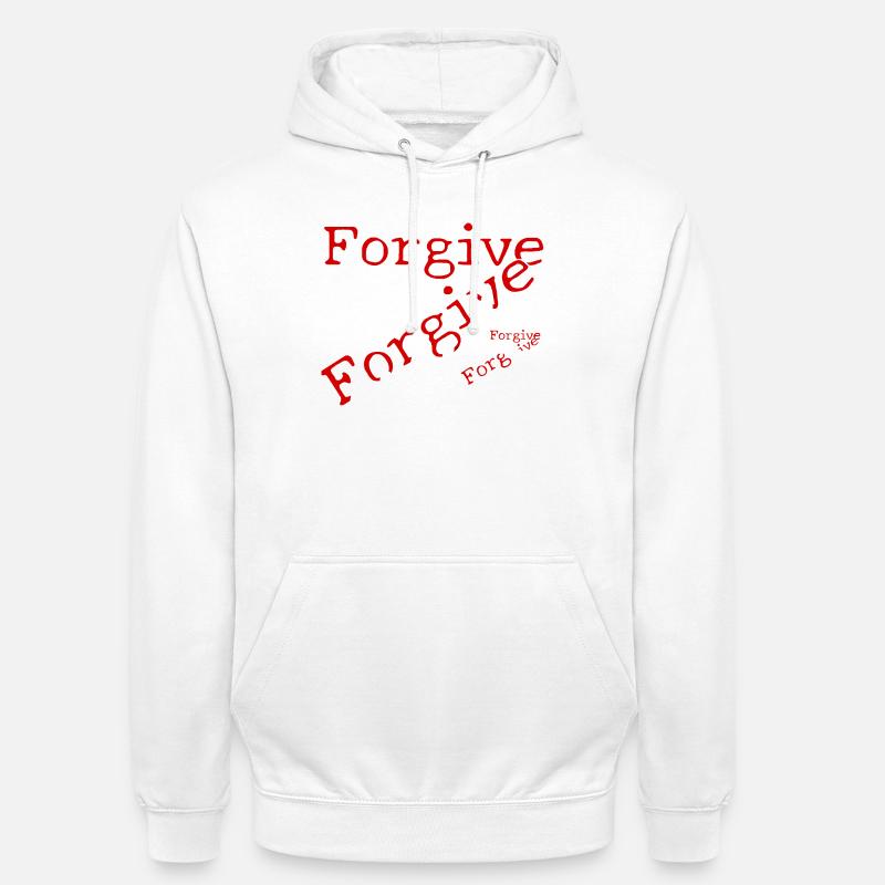 Le pardon en typographie rouge - Sweat-shirt à capuche unisexe - blanc