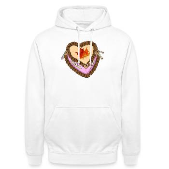 Crèmes d’automne Coeur Doux - Sweat-shirt à capuche unisexe - blanc - Devant - AI Model Male 185 dark (185cm) & AI Model Female 172 dark (172cm)