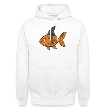 Cartoon Goldfisch Fisch Haifischflosse Fake Hai - Unisex Hoodie - Weiß - Vorne - AI Model Male 185 dark (185cm) & AI Model Female 172 dark (172cm)