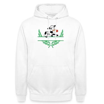Kalb-Lorbeerkranz mit Namensraum - Unisex Hoodie - Weiß - Vorne - AI Model Male 185 dark (185cm) & AI Model Female 172 dark (172cm)