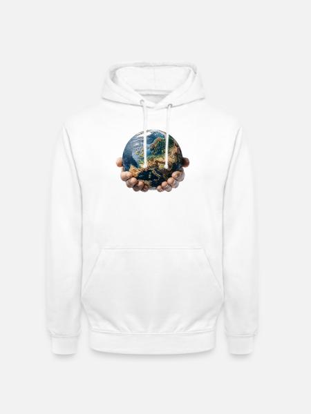 Earth in Hands: Global Responsibility - Unisex Hoodie - white