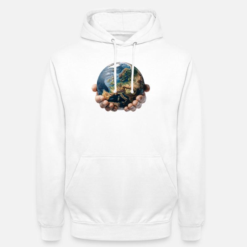 Earth in Hands: Global Responsibility - Unisex Hoodie - white