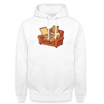 Canapé Capybara Pizza Animal Cozy Design - Sweat-shirt à capuche unisexe - blanc - Devant - AI Model Male 185 dark (185cm) & AI Model Female 172 dark (172cm)