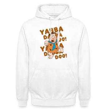 Familie Feuerstein Fred Tanzt Yabba Dabba Doo - Unisex Hoodie - Weiß - Vorne - AI Model Male 185 dark (185cm) & AI Model Female 172 dark (172cm)