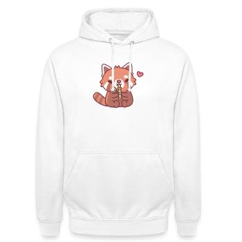 Der süße rote Panda liebt Bambus - Unisex Hoodie - Weiß - Vorne - AI Model Male 185 dark (185cm) & AI Model Female 172 dark (172cm)