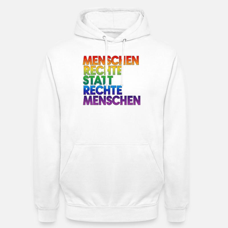Regenbogen Statement Spruch Menschenrechte - Unisex Hoodie - Weiß