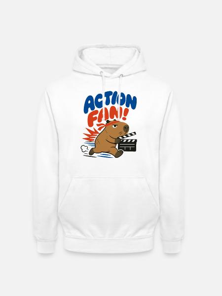 Action Fan – Capybara mit Filmklappe - Unisex Hoodie - Weiß
