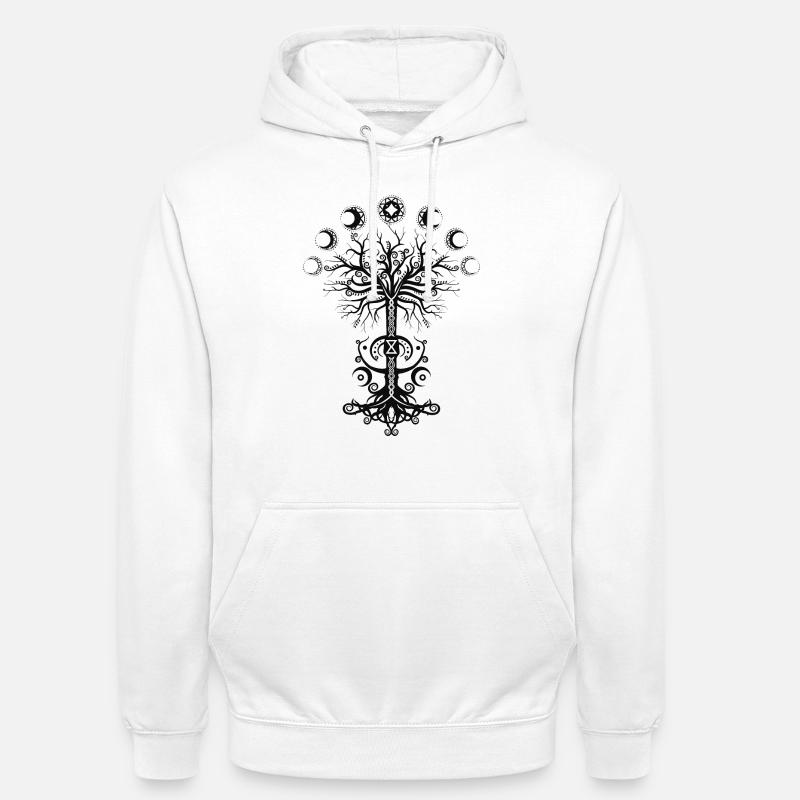 Ygdrassil Moon Phase Lebensbaum Occult Pagan - Unisex Hoodie - Weiß