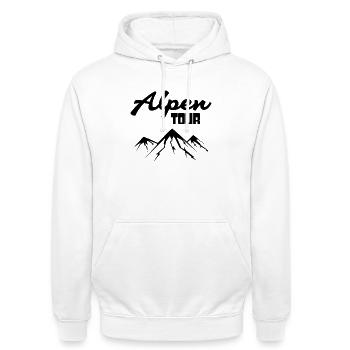 Alpen Berge Berg Bergsteigen - Unisex Hoodie - Weiß - Vorne - AI Model Male 185 dark (185cm) & AI Model Female 172 dark (172cm)