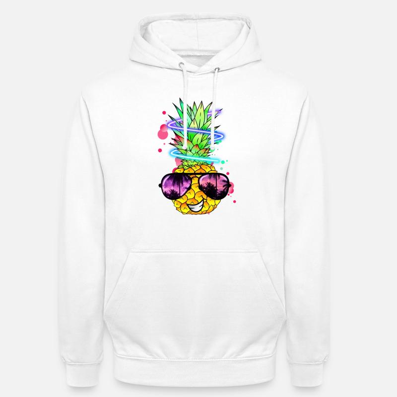 coole Ananas mit Neon Spirale - Unisex Hoodie - Weiß