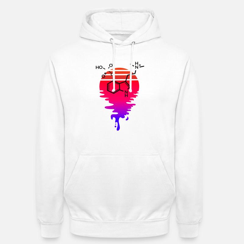Psilocybin Molecule with Retro Sunset - Unisex Hoodie - white