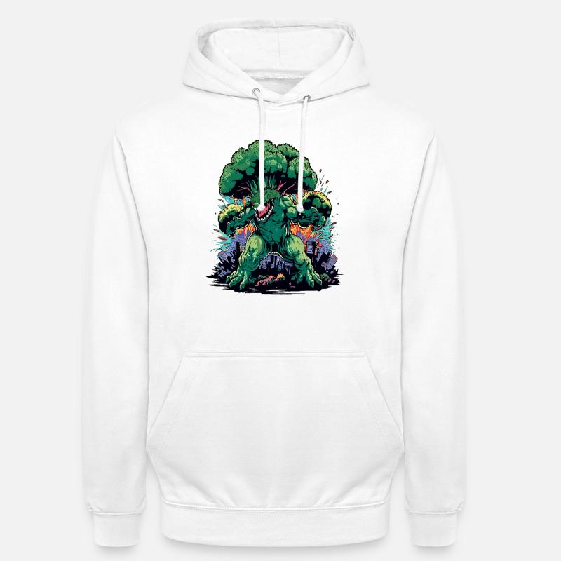 Brokkozilla monstre géant de brocoli - Sweat-shirt à capuche unisexe - blanc