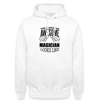 Zauberer - Unisex Hoodie - Weiß - Vorne - AI Model Male 185 dark (185cm) & AI Model Female 172 dark (172cm)