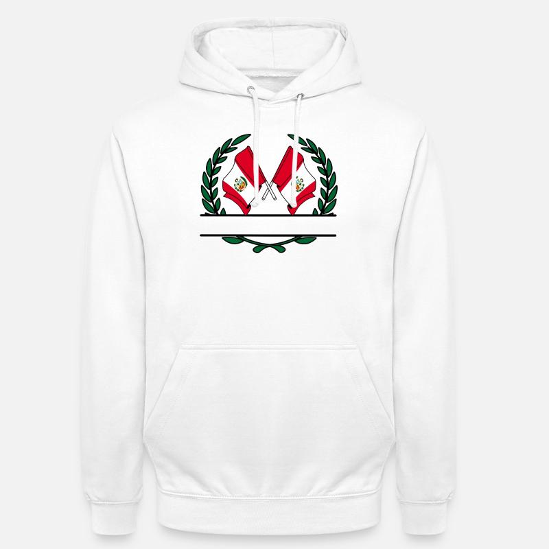 Drapeaux Pérou bannière couronne de laurier - Sweat-shirt à capuche unisexe - blanc