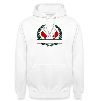 Flaggen Malta Lorbeerkranz Banner - Unisex Hoodie - Weiß - Vorne - AI Model Male 185 dark (185cm) & AI Model Female 172 dark (172cm)