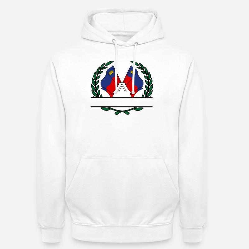 Drapeaux Liechtenstein couronne de laurier bannière - Sweat-shirt à capuche unisexe - blanc
