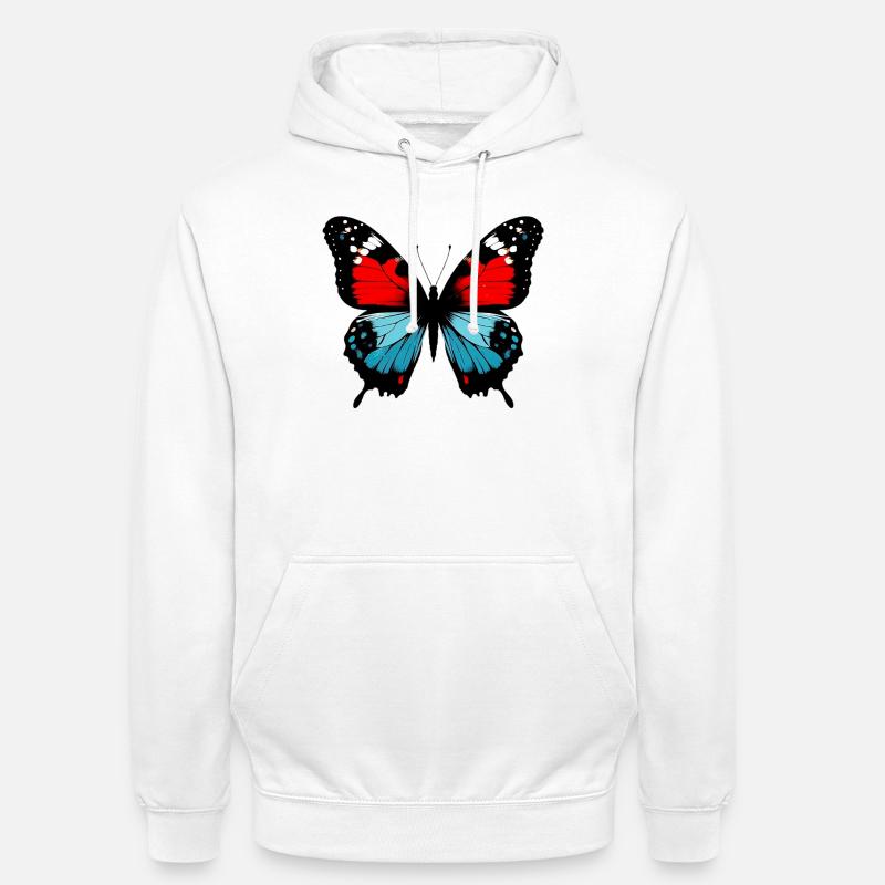 Papillon - Sweat-shirt à capuche unisexe - blanc