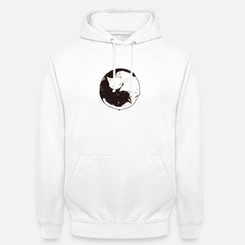 Yin et Yang bouddhisme graphique chats chat support - Sweat-shirt à capuche unisexe - blanc