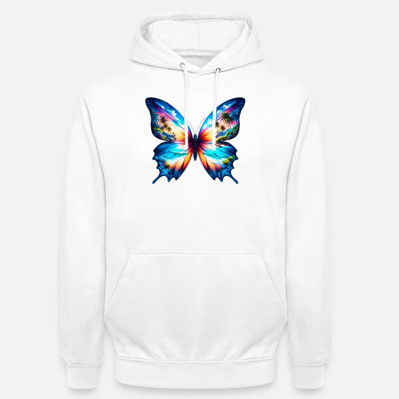 Papillon - Sweat-shirt à capuche unisexe - blanc