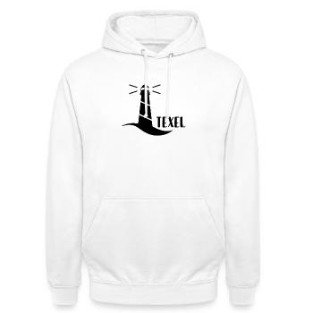 Leuchtturm Texel (schwarz) - Unisex Hoodie - Weiß - Vorne - AI Model Male 185 dark (185cm) & AI Model Female 172 dark (172cm)