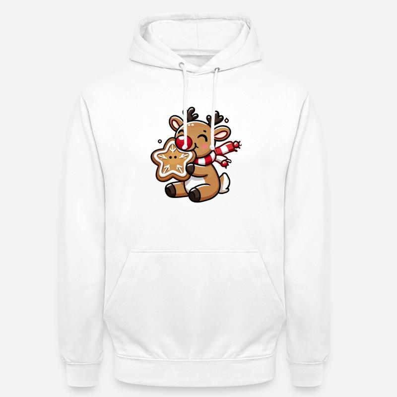Rentier mit Plätzchen Freude - Unisex Hoodie - Weiß