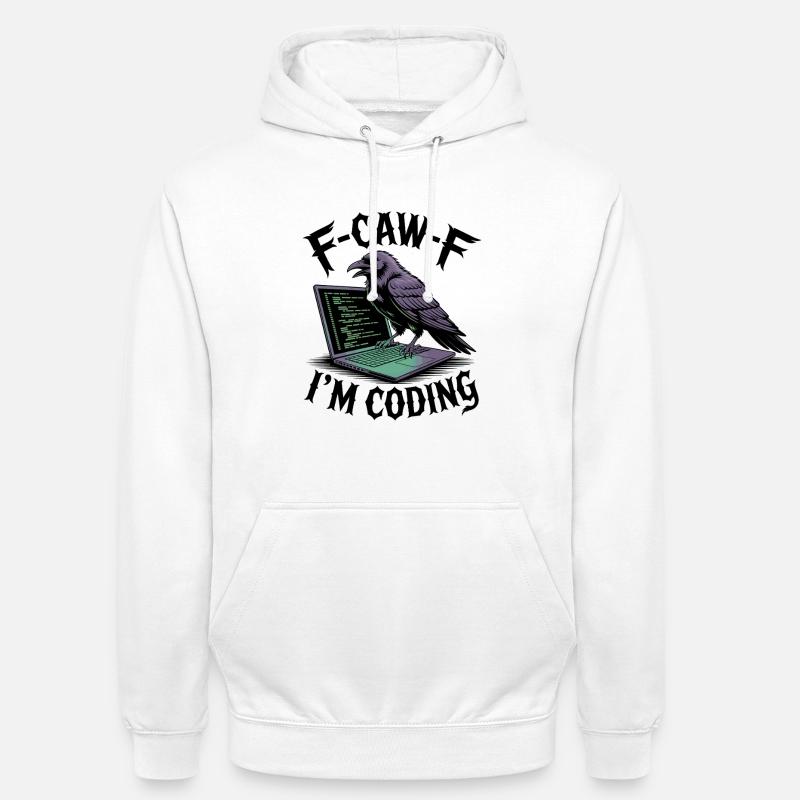 RabenCoder: Code Raven on the laptop - Unisex Hoodie - white