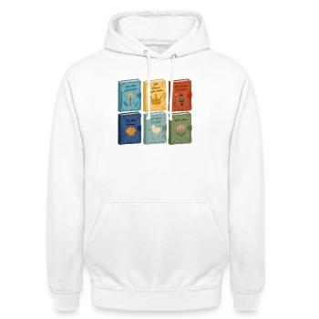 Couvertures de contes de fées - Sweat-shirt à capuche unisexe - blanc - Devant - AI Model Male 185 dark (185cm) & AI Model Female 172 dark (172cm)