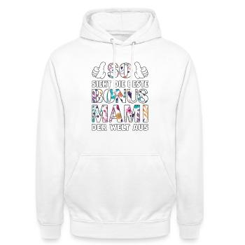 Bonus Mami beste Mama Mutter Muttertag Geschenk - Unisex Hoodie - Weiß - Vorne - AI Model Male 185 dark (185cm) & AI Model Female 172 dark (172cm)