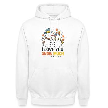 Romantische Schneemann-Liebe – Wintermotiv - Unisex Hoodie - Weiß - Vorne - AI Model Male 185 dark (185cm) & AI Model Female 172 dark (172cm)
