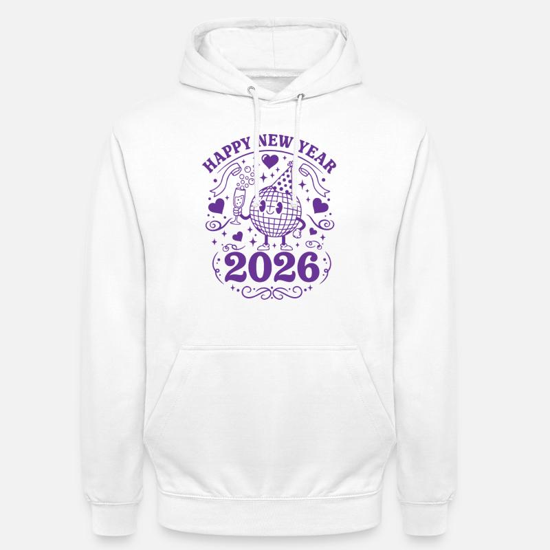 Joyeuse Année 2026 Célébration Globe Festive - Sweat-shirt à capuche unisexe - blanc