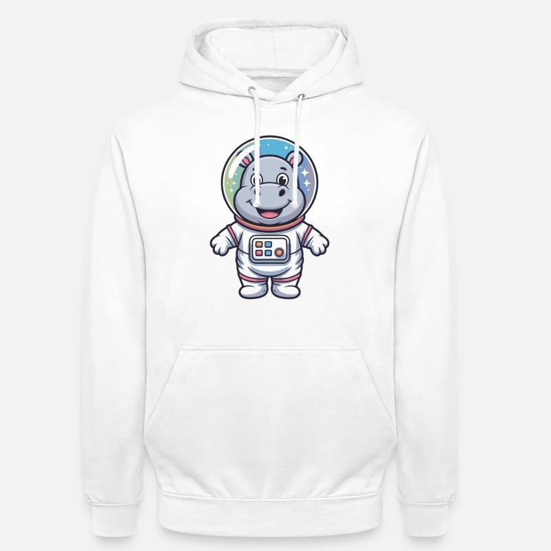 Hippo Astronaut Aventure Spatiale - Sweat-shirt à capuche unisexe - blanc