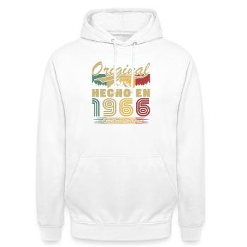 Geburtstagsgeschenk von 1966 - Unisex Hoodie - Weiß - Vorne - AI Model Male 185 dark (185cm) & AI Model Female 172 dark (172cm)