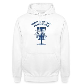 Accro à ce disque de disque volant au son de chaîne - Sweat-shirt à capuche unisexe - blanc - Devant - AI Model Male 185 dark (185cm) & AI Model Female 172 dark (172cm)