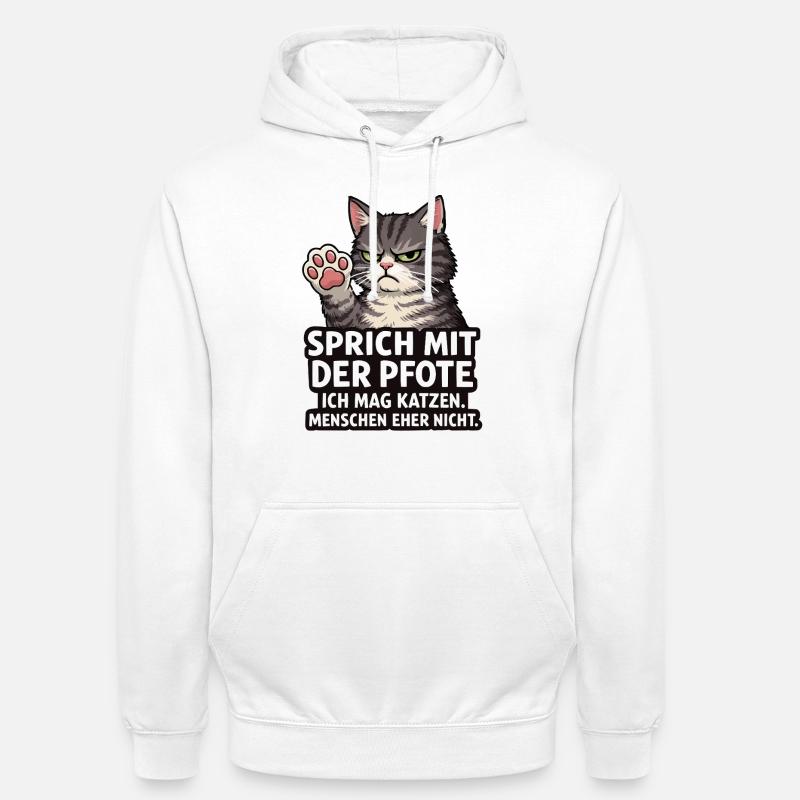 Parle à la Patte – Chat Grognon - Sweat-shirt à capuche unisexe - blanc