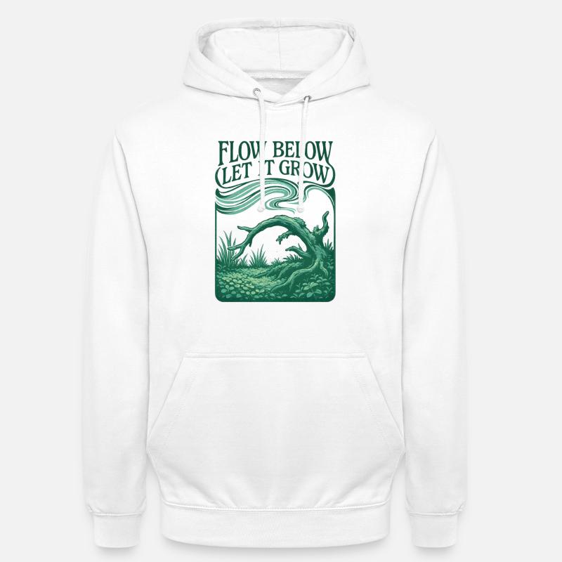 Flux en dessous, croissance au-dessus | Aquascaping - Sweat-shirt à capuche unisexe - blanc