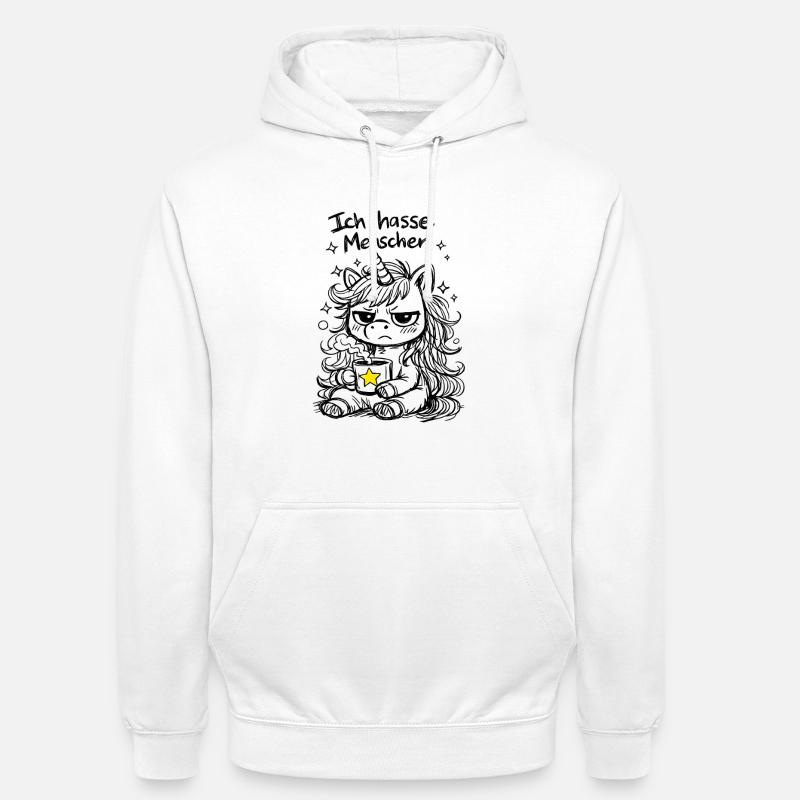 Süßes Einhorn Kritzelstil mit Spruch - Unisex Hoodie - Weiß