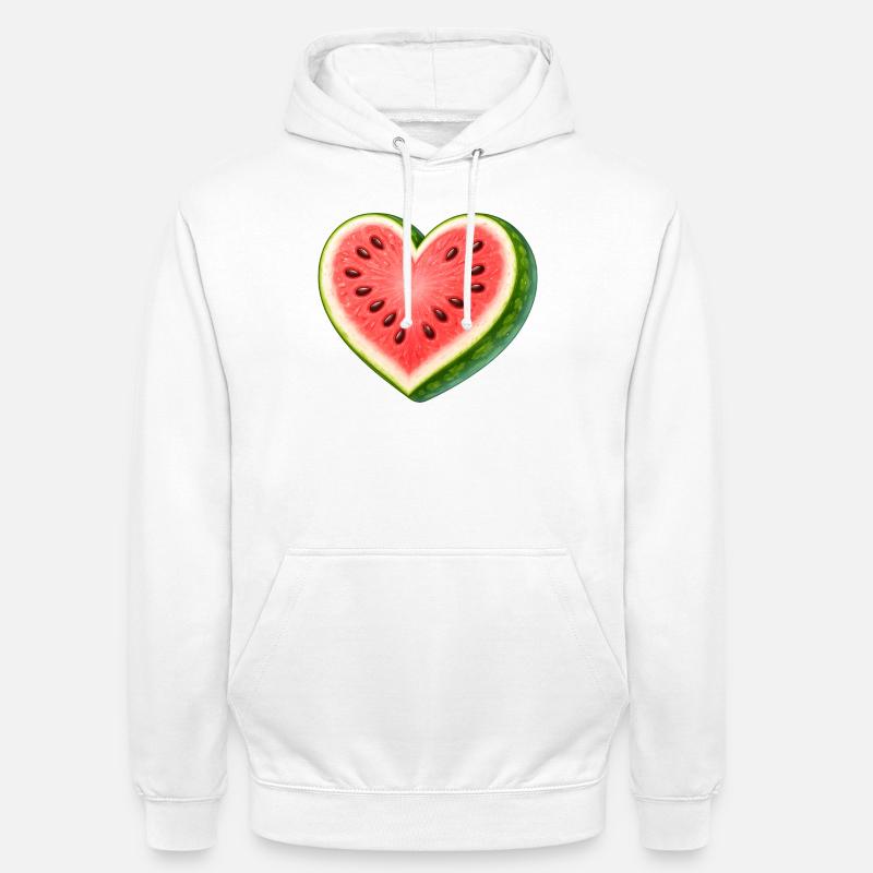Saftig vandmelon i hjerteform illustration - Hættetrøje unisex - hvid